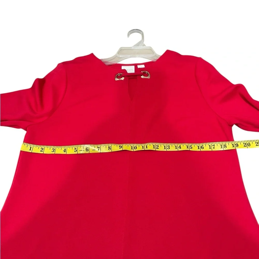 Chico's Red Long Sleeve Tunic Top Size 12 - Picture 10 of 11